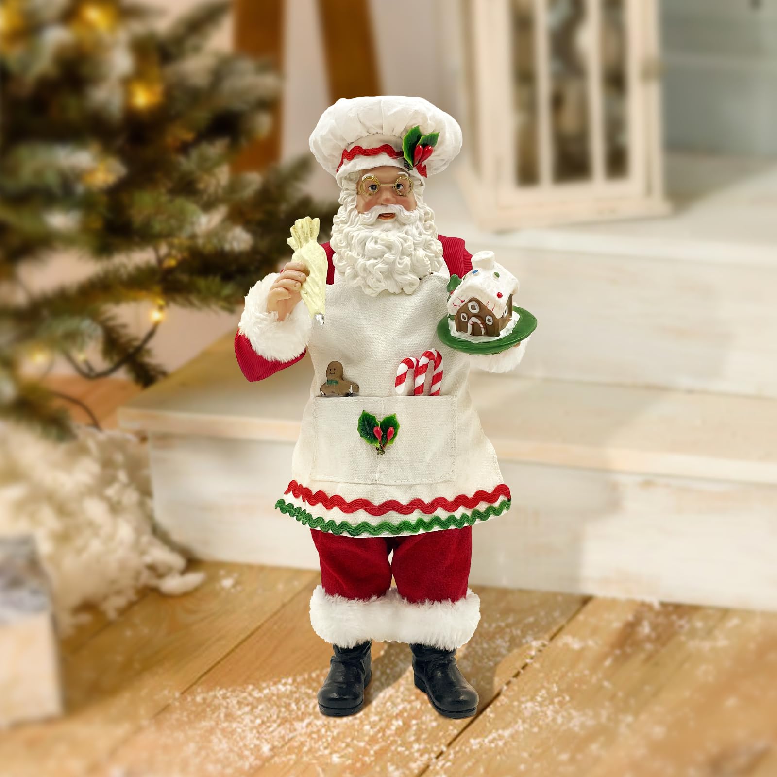 Amyoxu Père Noël près de bocaux à biscuits pour renforcer thème pâtisserie et festif