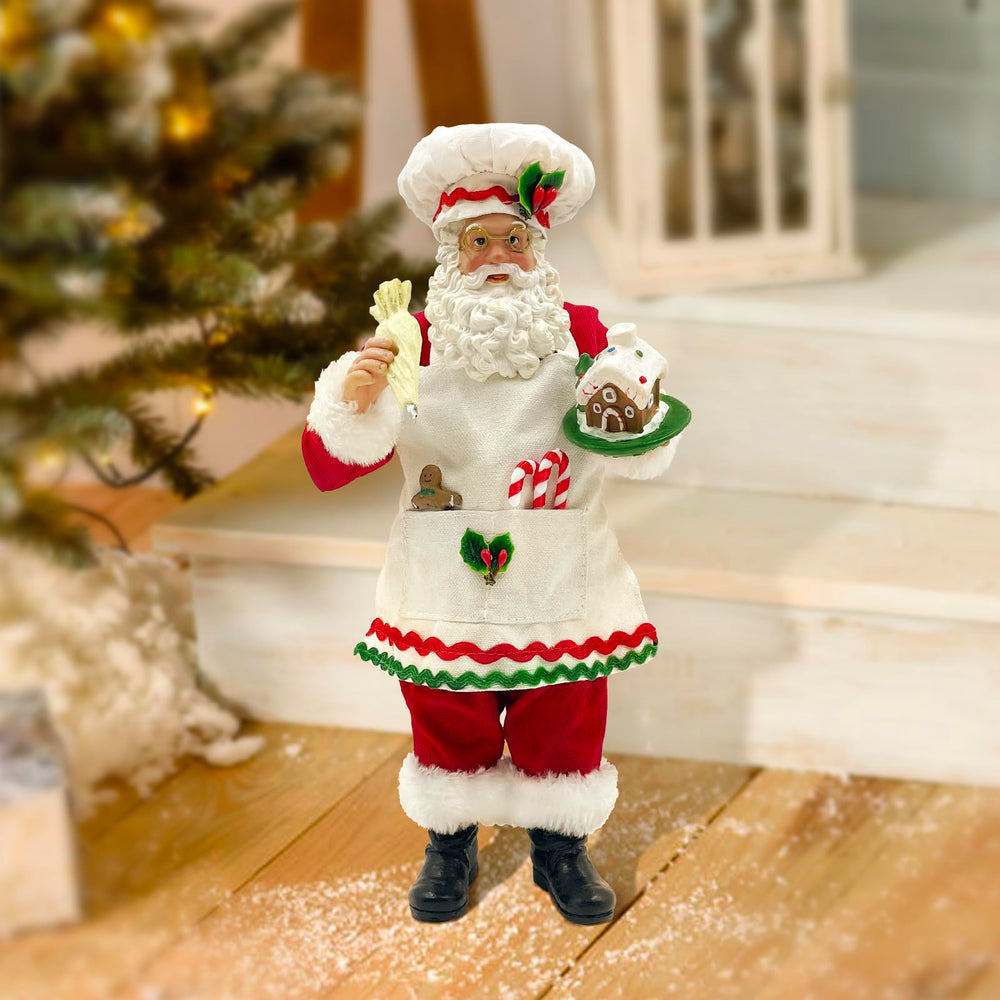Amyoxu Père Noël près de bocaux à biscuits pour renforcer thème pâtisserie et festif