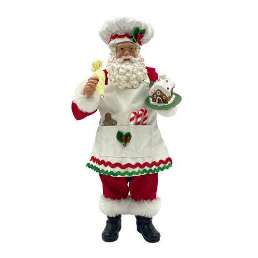 Amyoxu Père Noël chef vue de face montrant son tablier festif pour déco chaleureuse
