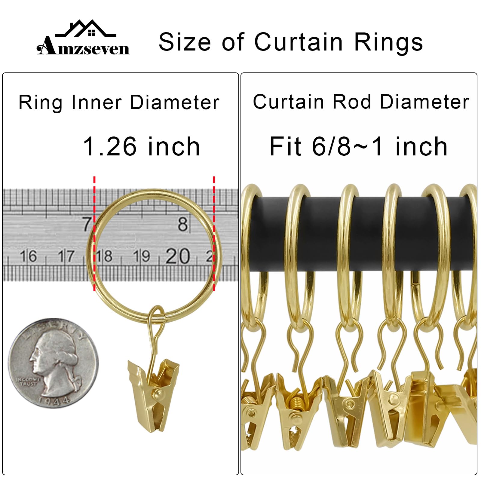 AMZSEVEN anneaux glissant sur une tringle démontrant mouvement fluide