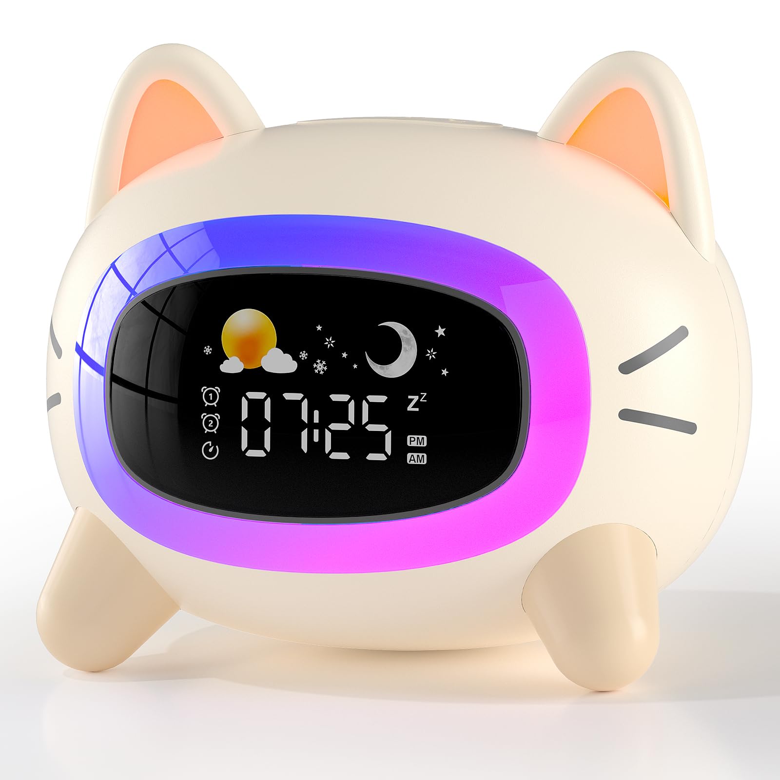 ANALOI réveil chat face avant montrant voyants et design attractif