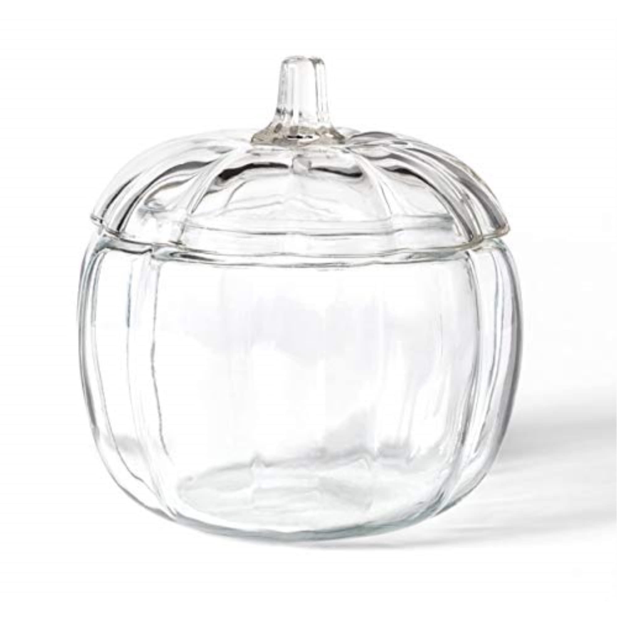 Anchor bocal verre citrouille posé sur table montrant son design et exposition des bonbons