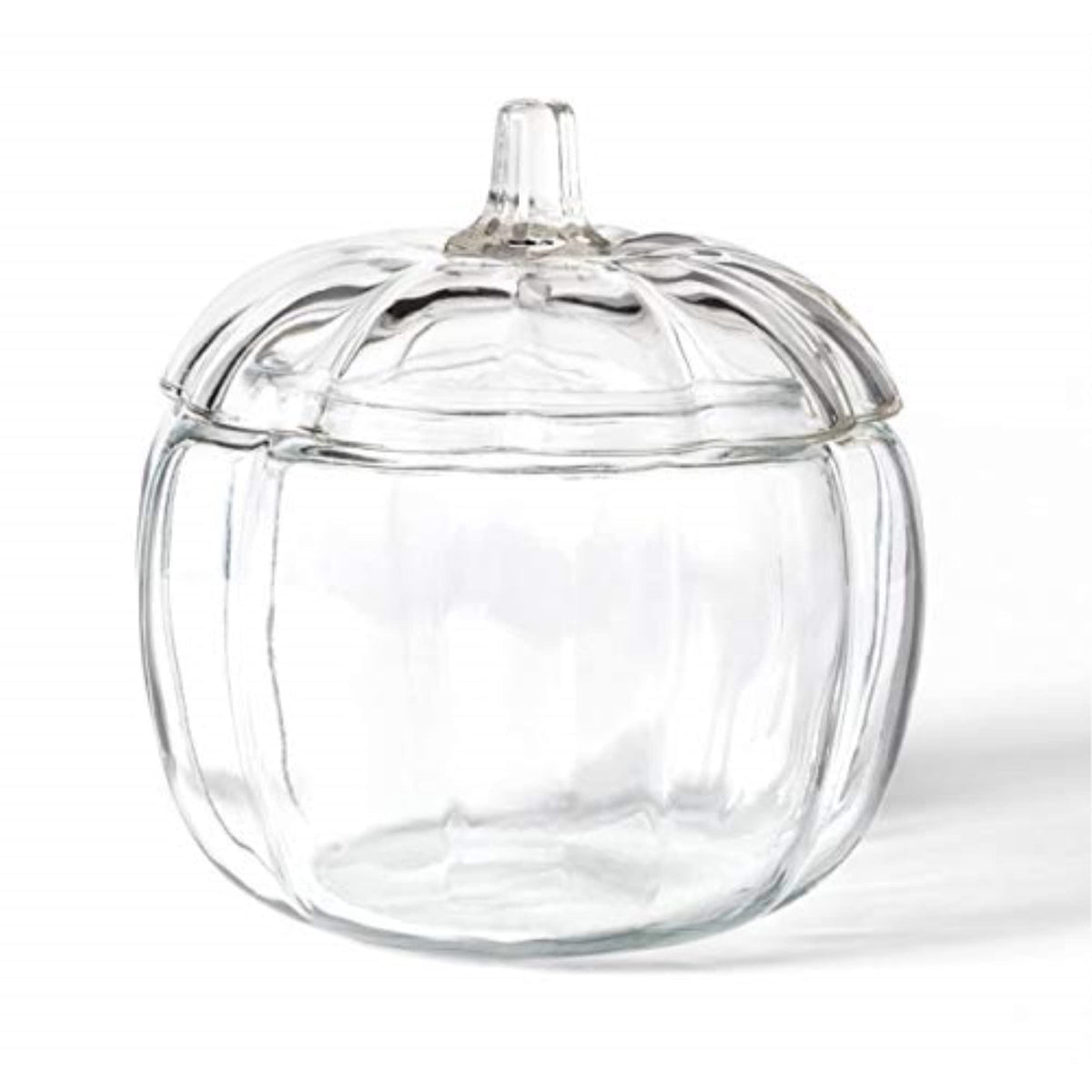 Anchor bocal verre citrouille posé sur table montrant son design et exposition des bonbons