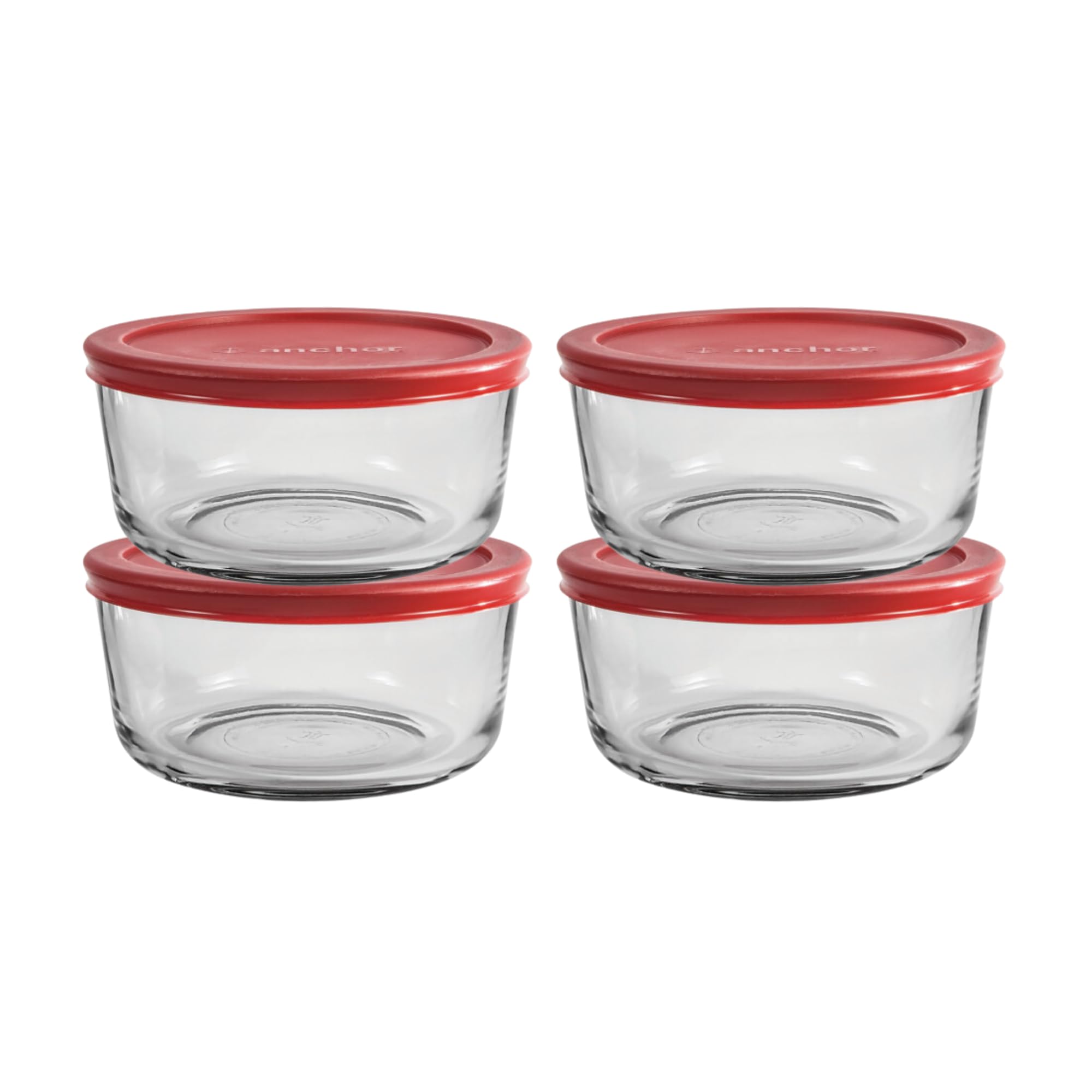 Anchor Hocking contenant en verre 4 tasses vue frontale, rangement efficace