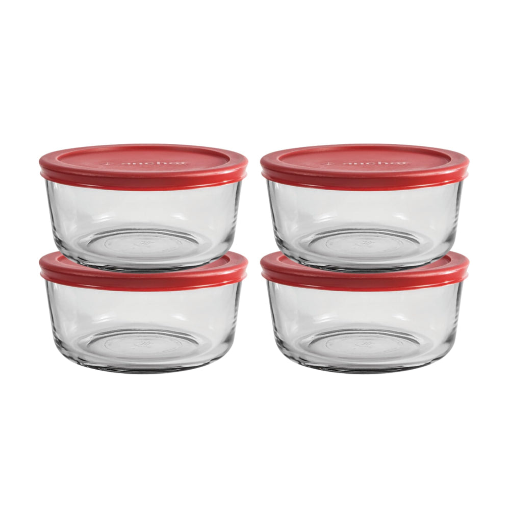 Anchor Hocking contenant en verre 4 tasses vue frontale, rangement efficace