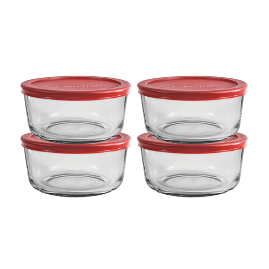 Anchor Hocking contenant en verre 4 tasses vue frontale, rangement efficace