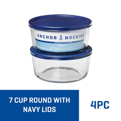 Anchor Hocking couvercle bleu marine gros plan pour fermeture sûre et sans BPA
