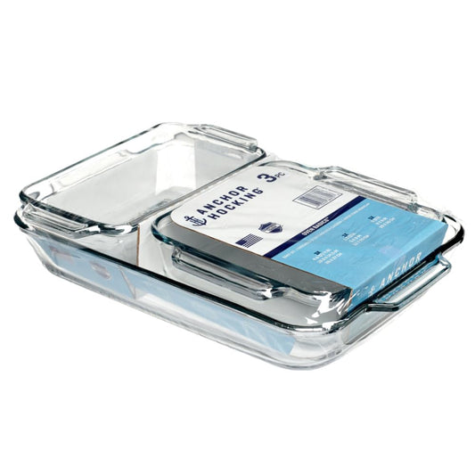 Anchor Hocking vue frontale des trois plats pratique pour servir