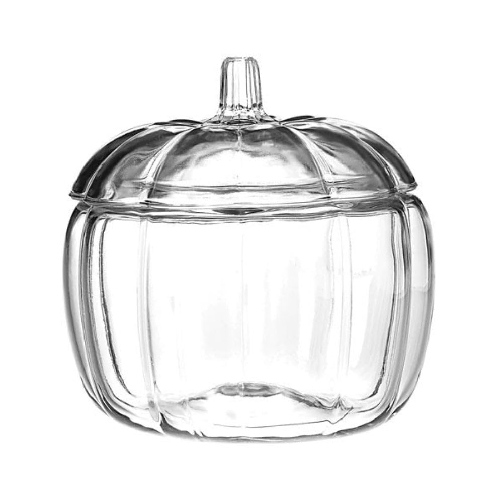 Anchor Hocking jarre citrouille 70 oz face montrant sa transparence et contenance