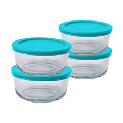 Anchor Hocking boîte ronde face avant en verre avec couvercle teal, rangement fiable