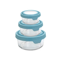 Anchor Hocking boîte en verre face avant avec couvercle bleu minéral, hermétique et durable