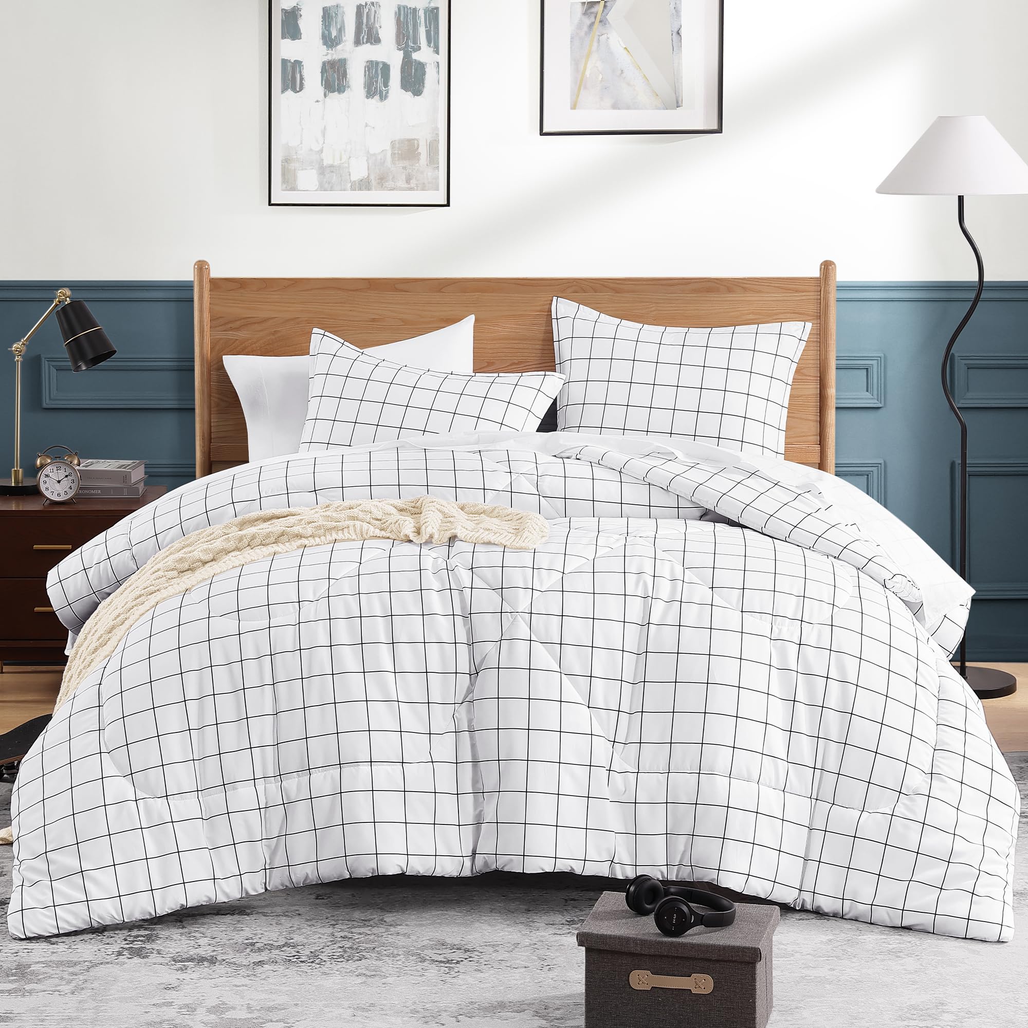 Andency couette face avant présentant le motif quadrillé et un rendu chaleureux