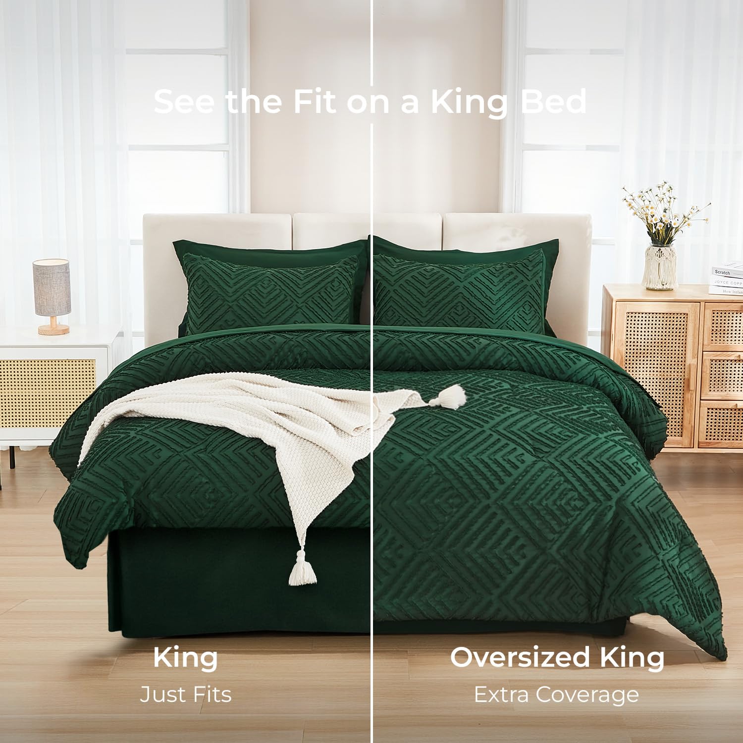 Andency taille comparaison lit montrant dimensions et couverture complète