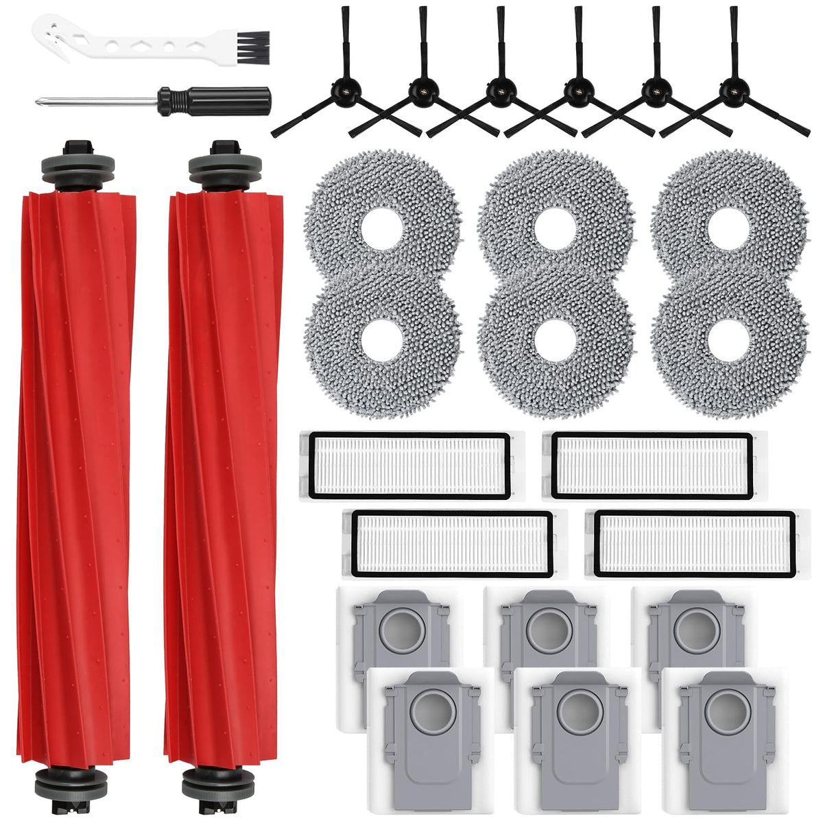 AnDongo emballage avant montrant kit 26 pièces et compatibilité Roborock Q Revo