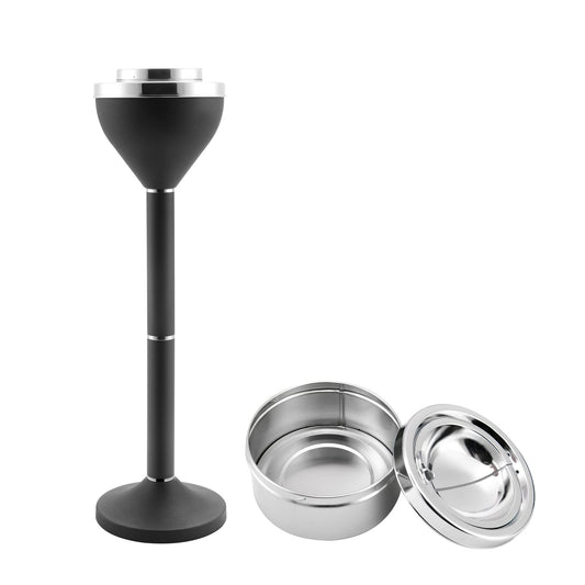 Cendrier Anfrere vu de face sur pied montrant design mat et robustesse