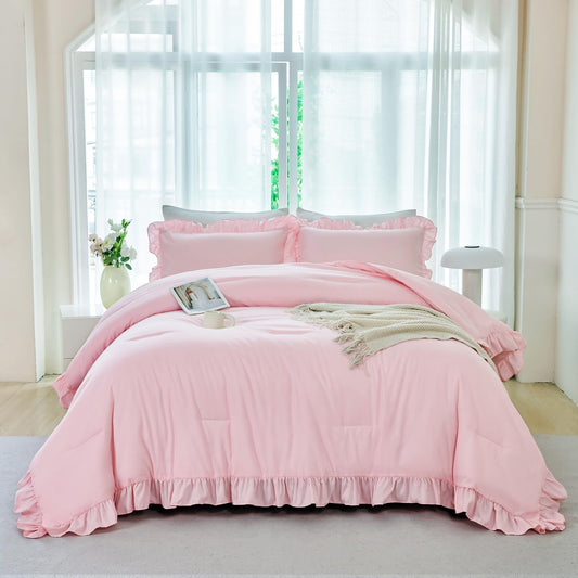ANGIYUIN couvre-lit rose devant apportant douceur et style