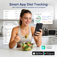 Angryicy application Fitdays+ sur téléphone, synchronisation des nutriments rapide