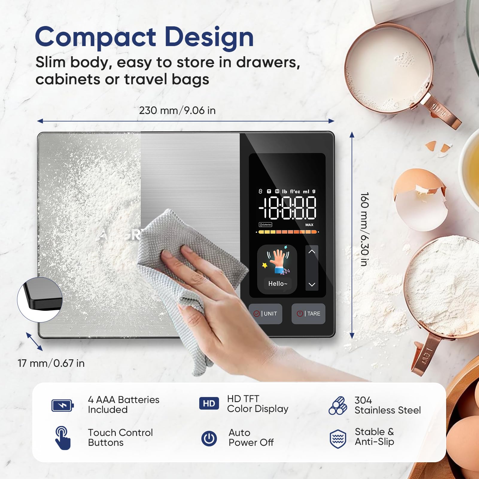 Angryicy gros plan surface inox facile à nettoyer et résistante