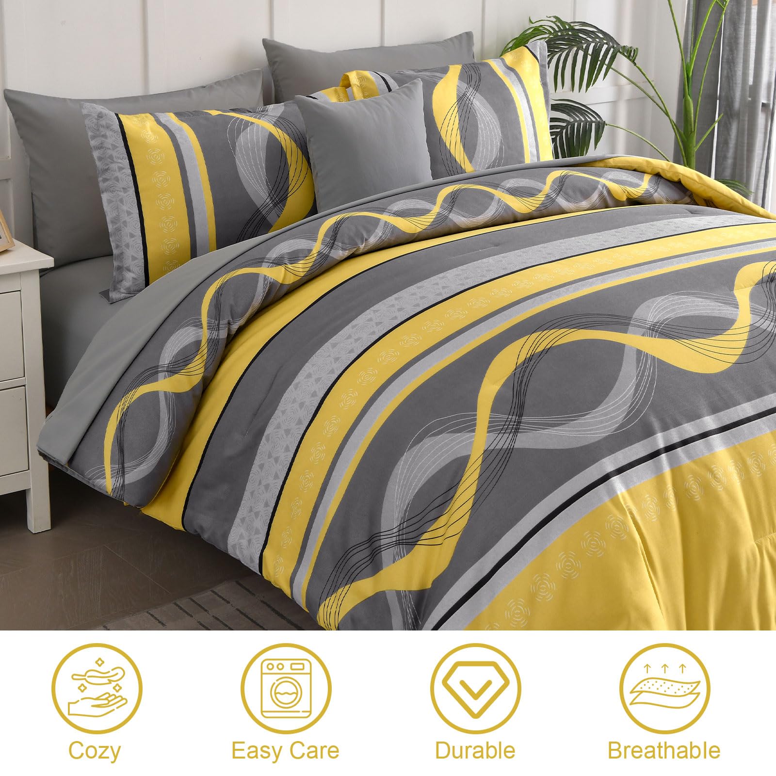 Anibedding linge en usage sur lit queen illustrant aspect prêt à coucher