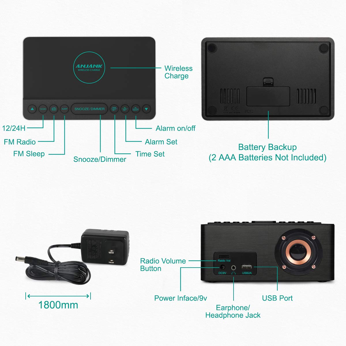 ANJANK à côté d’un téléphone, comparaison taille et appui stable