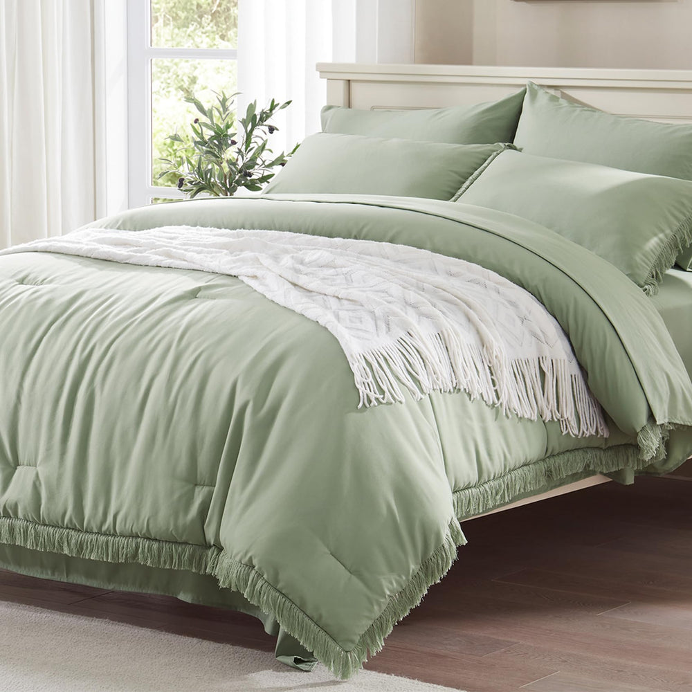 Anluoer couette face avant vert sauge apportant charme bohème
