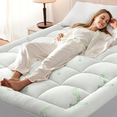 Anluoer face avant du surmatelas montrant le design et le blanc apaisant