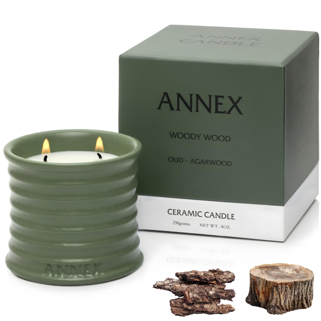 Bougie Annex oud en pot céramique face avant, design élégant et décoratif