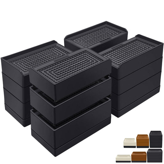 ANNKUT vue avant du lot de 4 rehausseurs noirs montrant forme rectangulaire et dimensions