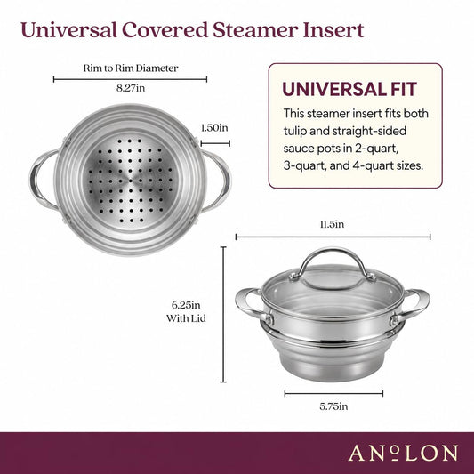 Anolon couvercle gros plan retenant chaleur pour cuisson uniforme