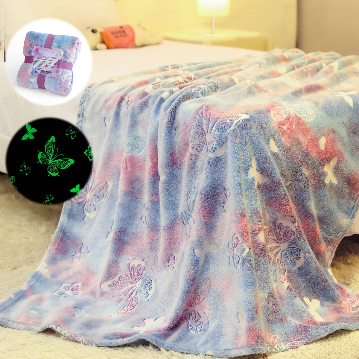 Anowpo couverture papillon face montrant design lumineux pour chambre