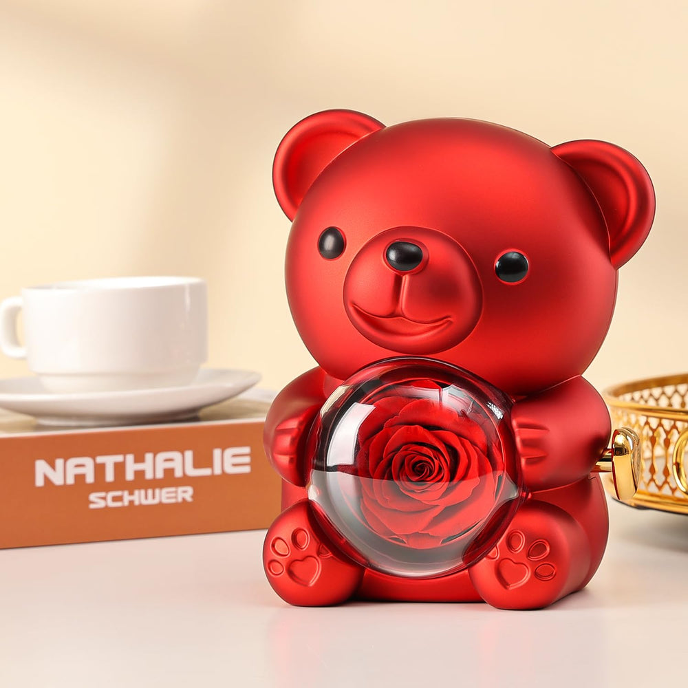 Anthonic collier cœur posé près de l'ours, bijou sentimental inclus