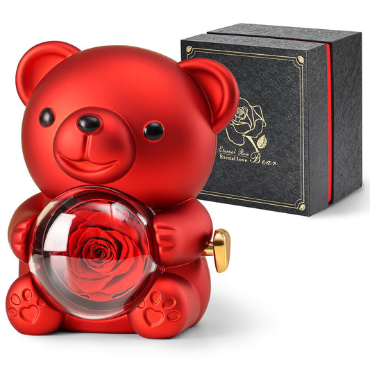 Anthonic ours face avant présentant la rose, joli souvenir romantique