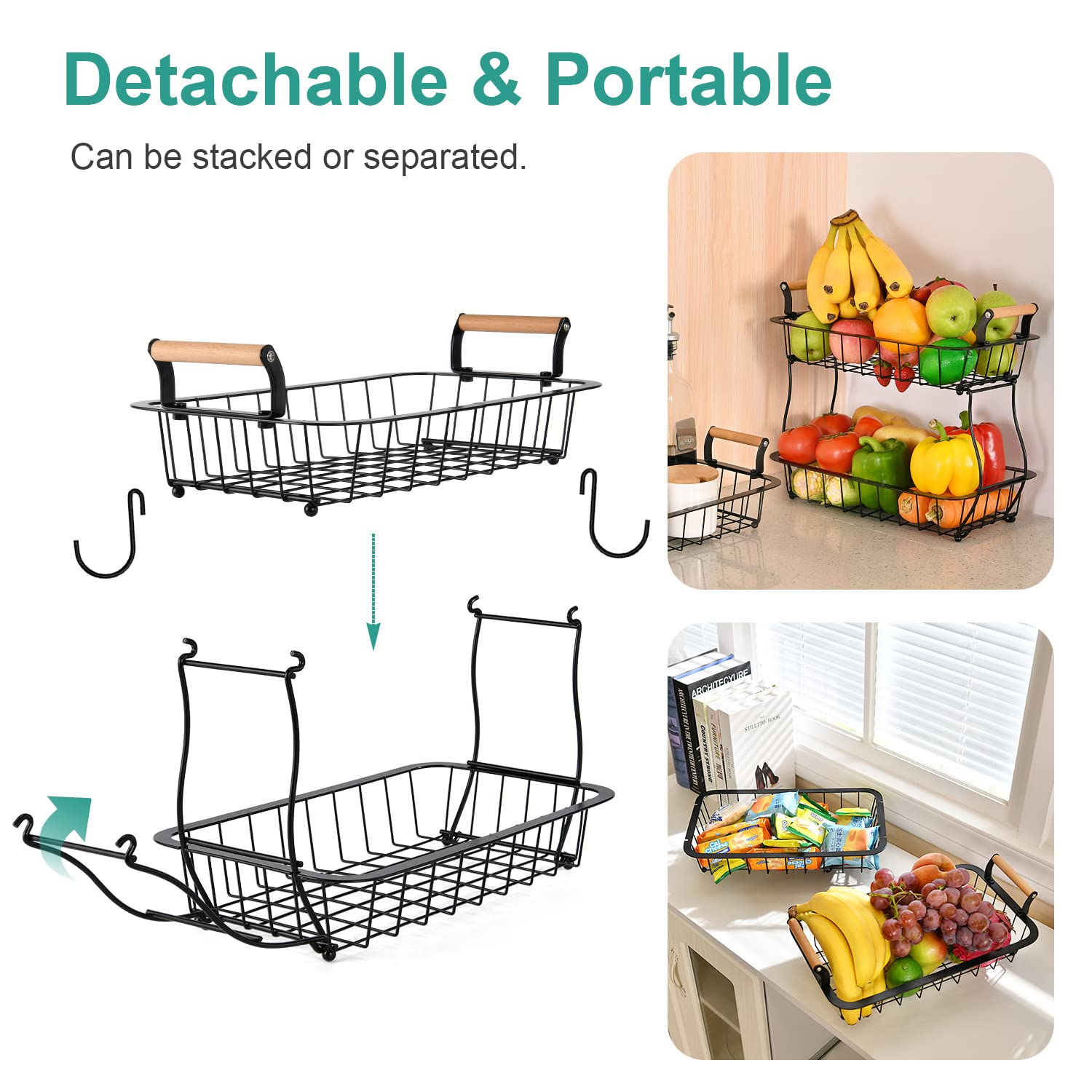 ANTOPY corbeille en usage avec bananes suspendues évitant les ecchymoses