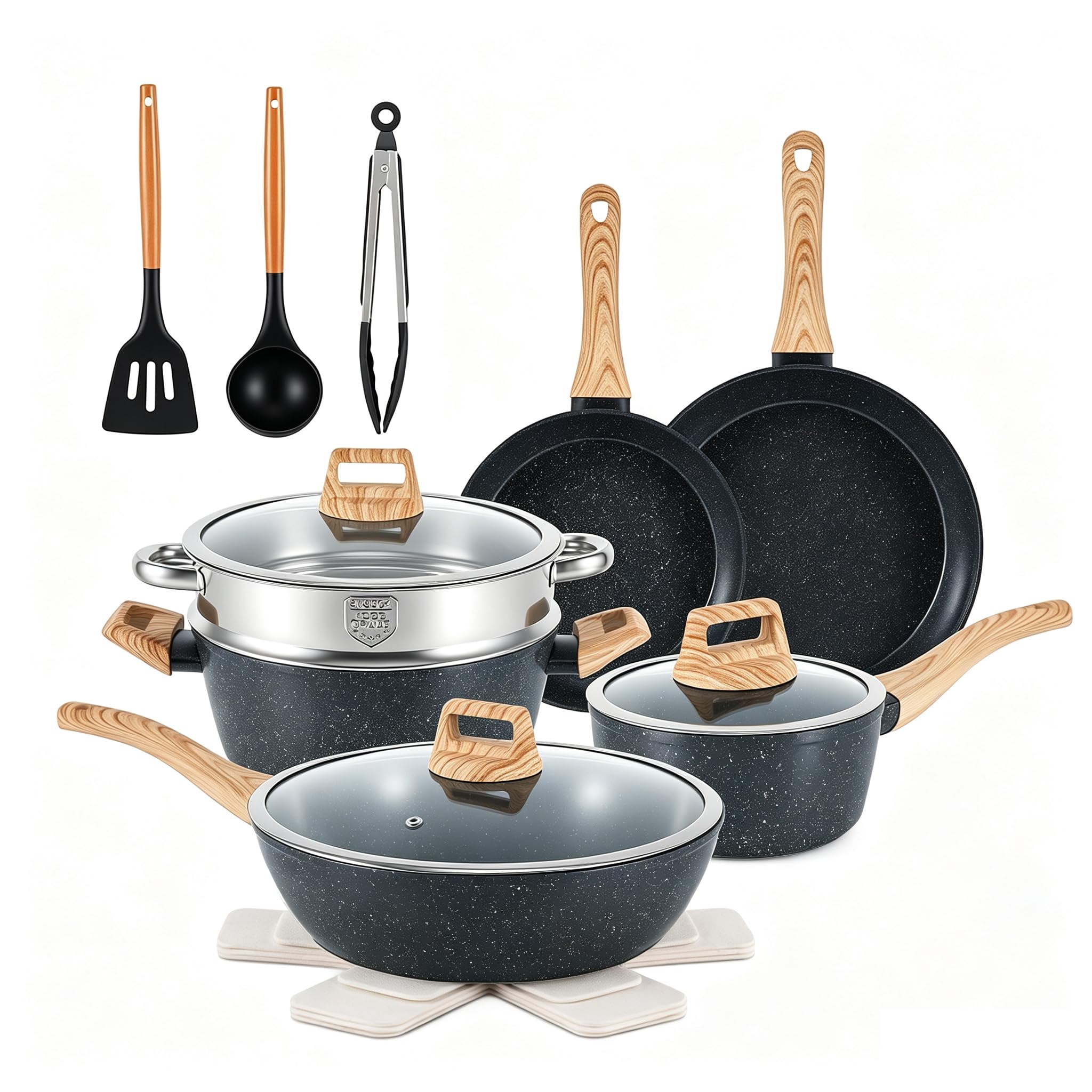 Anymark vue de face du set 16 pièces montrant l'ensemble organisé et prêt