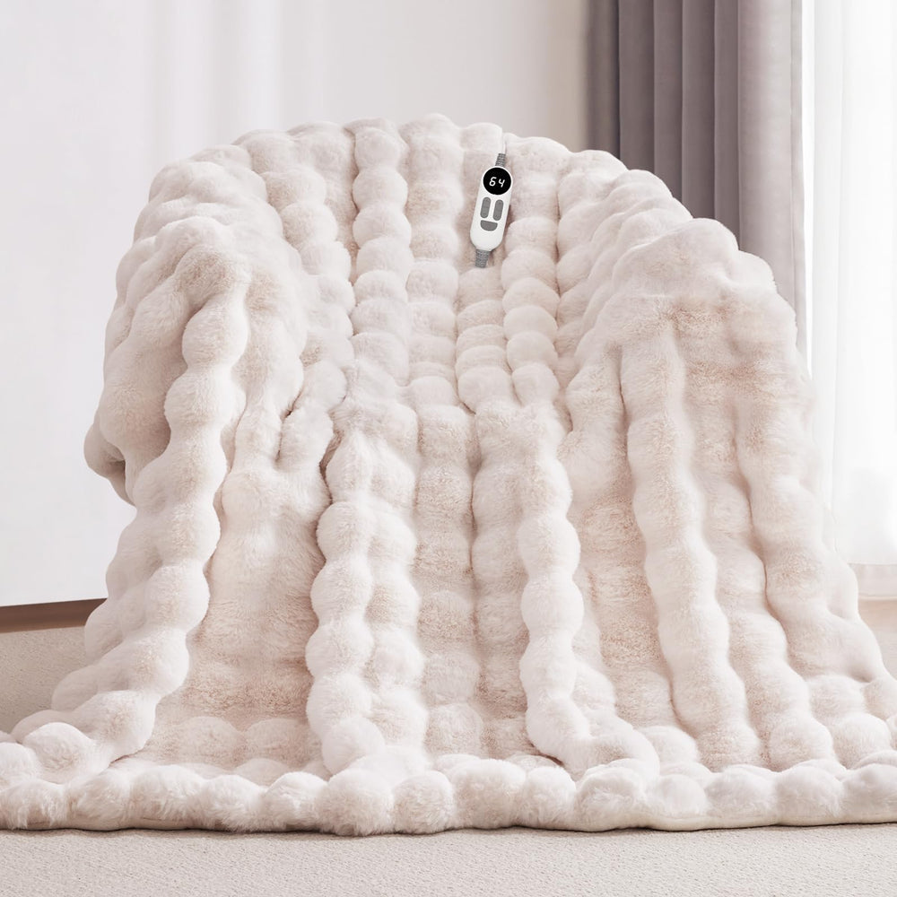 Anysay plaid chauffant face avant blanc montrant la couverture moelleuse et l’aspect cosy