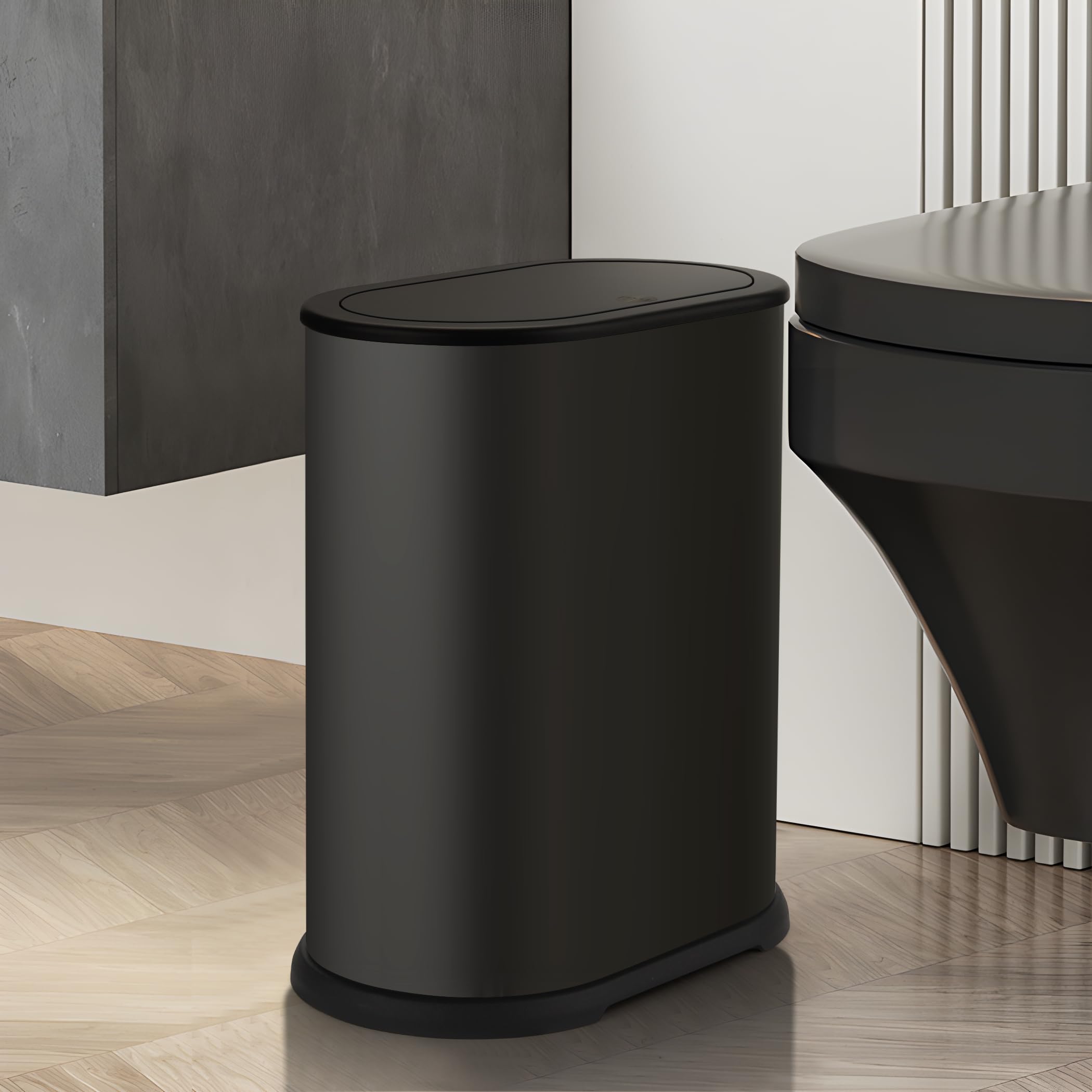 Anzoymx poubelle face avant noire, design compact et gain de place