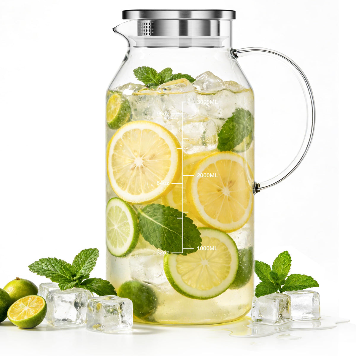 Aofmee pichet face avant montrant capacité 3,5 L et design transparent utile
