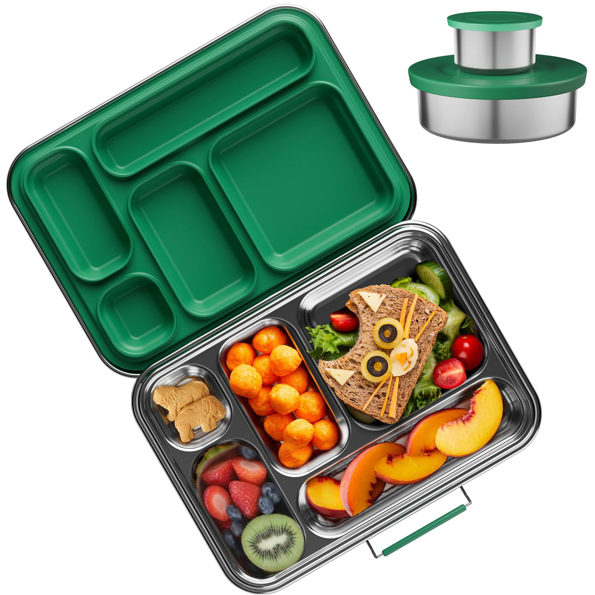 AOHEA boîte bento ouverte montrant 5 compartiments et organisation pratique