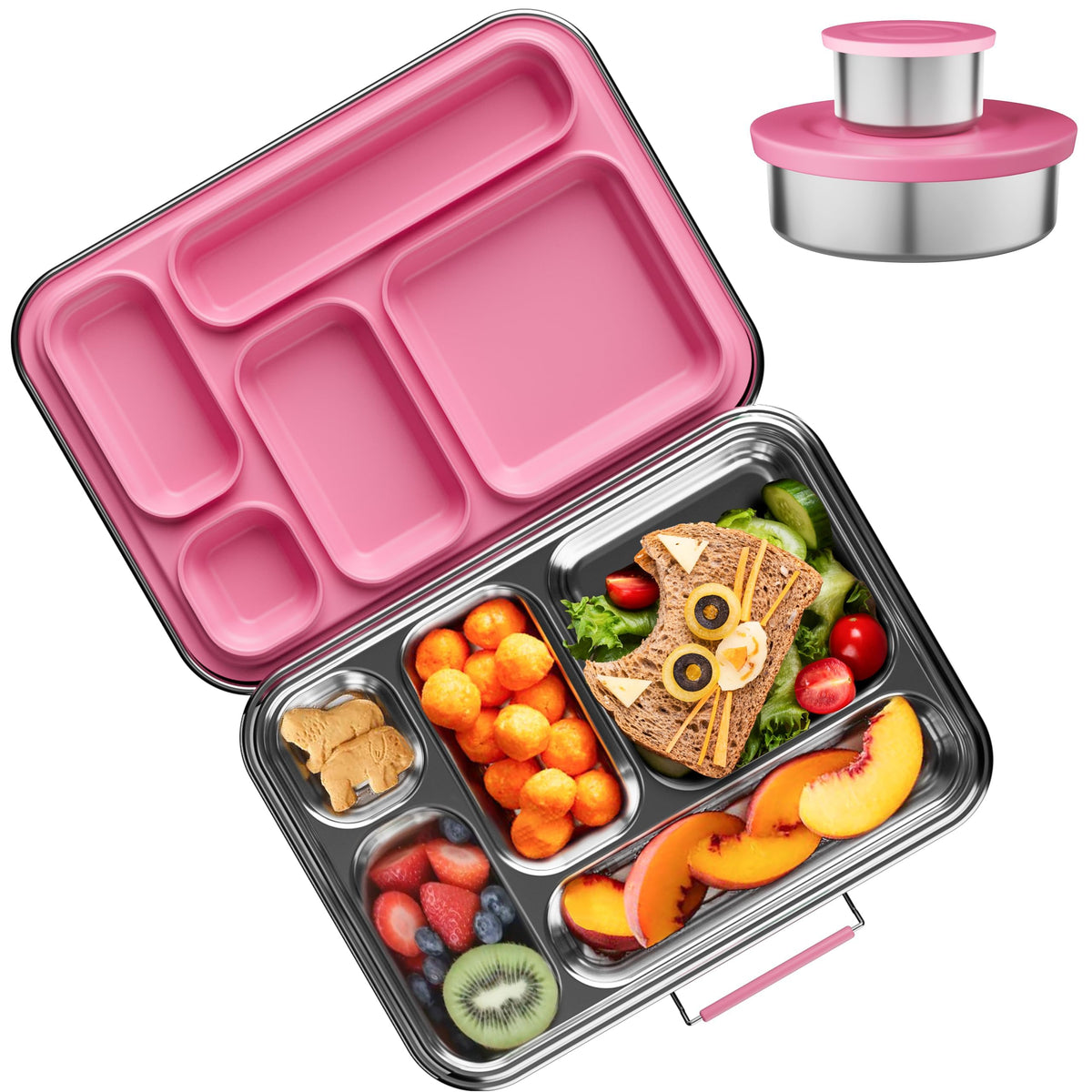 AOHEA boîte bento face avant rose montrant fermeture sécurisée