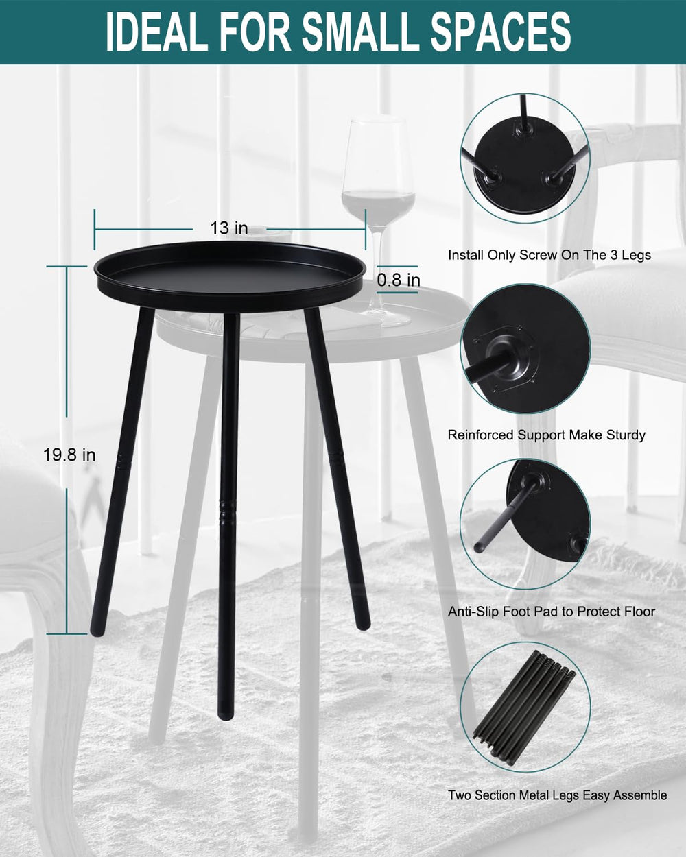 AOJEZOR table à côté du canapé avec lampe, apporte fonctionnalité