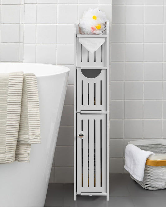 AOJEZOR face avant de l'armoire étroite montrant un rangement organisé
