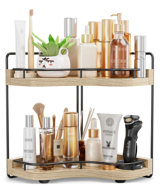 Aollewoiti vue de face noyer clair pour rangement gain de place