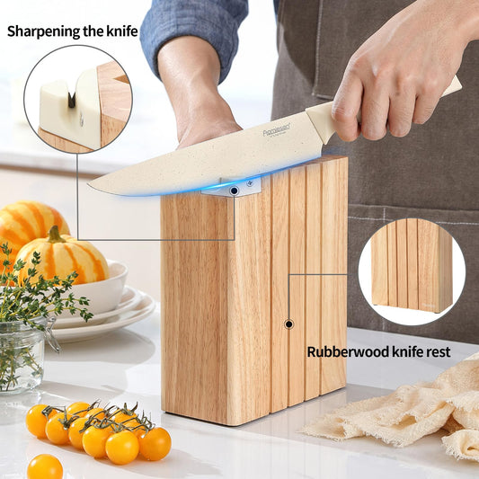 Aomiesen couteau chef gros plan sur la lame, coupe nette et précise