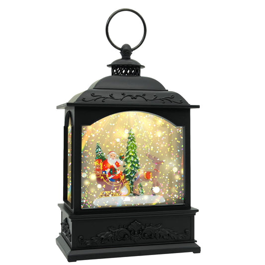 AOMIL lanterne boule à neige face montrant Père Noël et ambiance festive