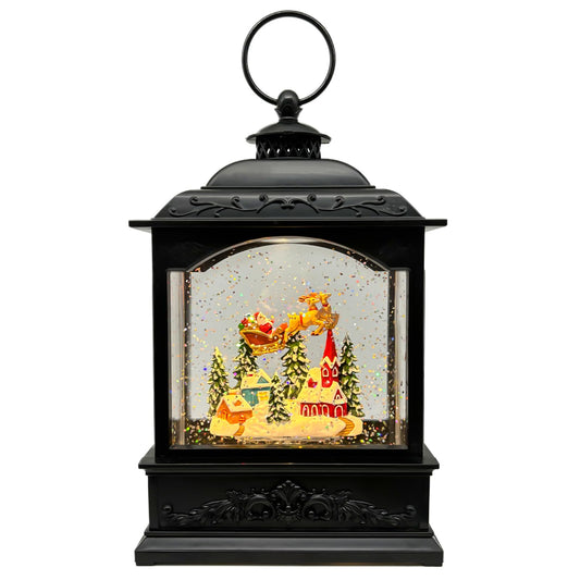 AOMIL lanterne face montrant scène renne et Père Noël, crée ambiance festive