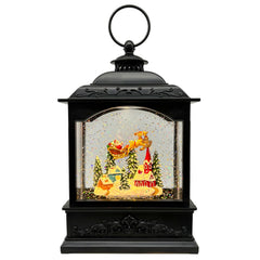 AOMIL lanterne face montrant scène renne et Père Noël, crée ambiance festive