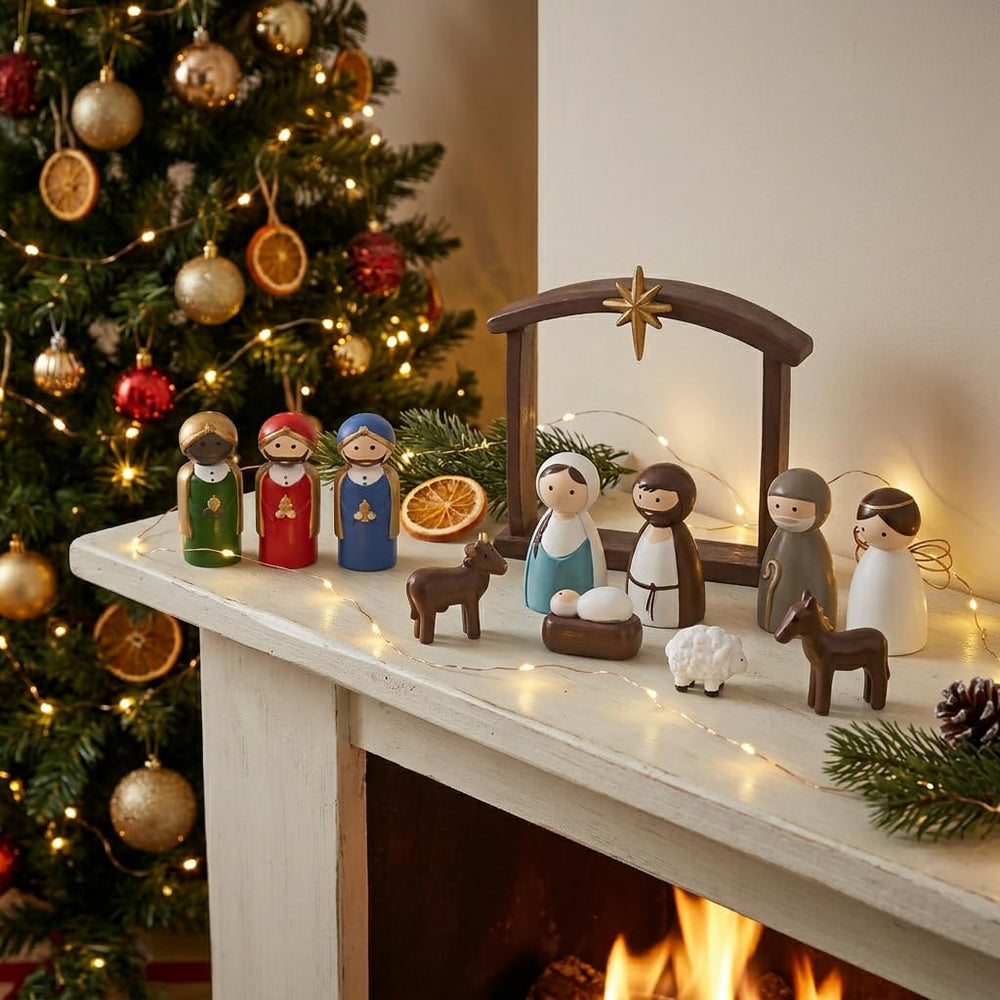 AOMOONOA groupe de 12 figurines colorées apportant chaleur festive