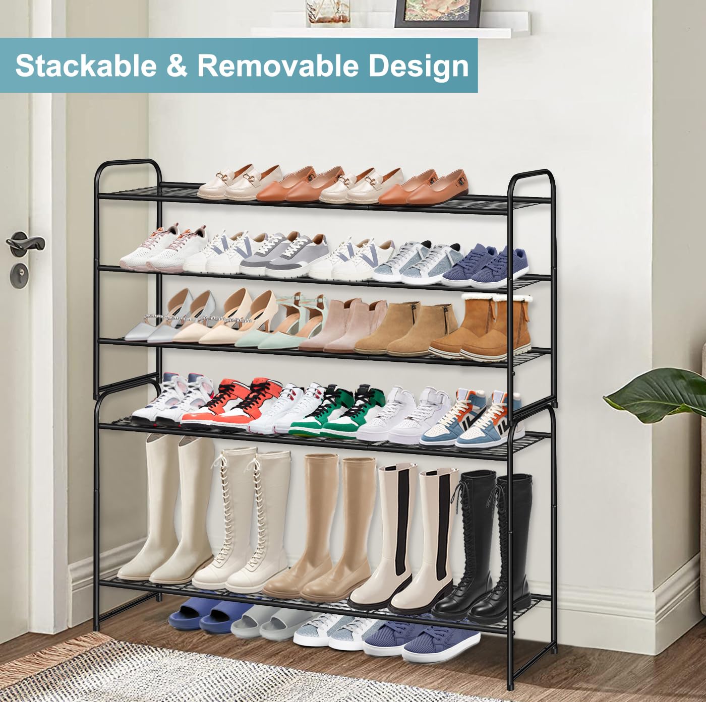 AOODA stockage de bottes et talons montrant hauteur utile pratique