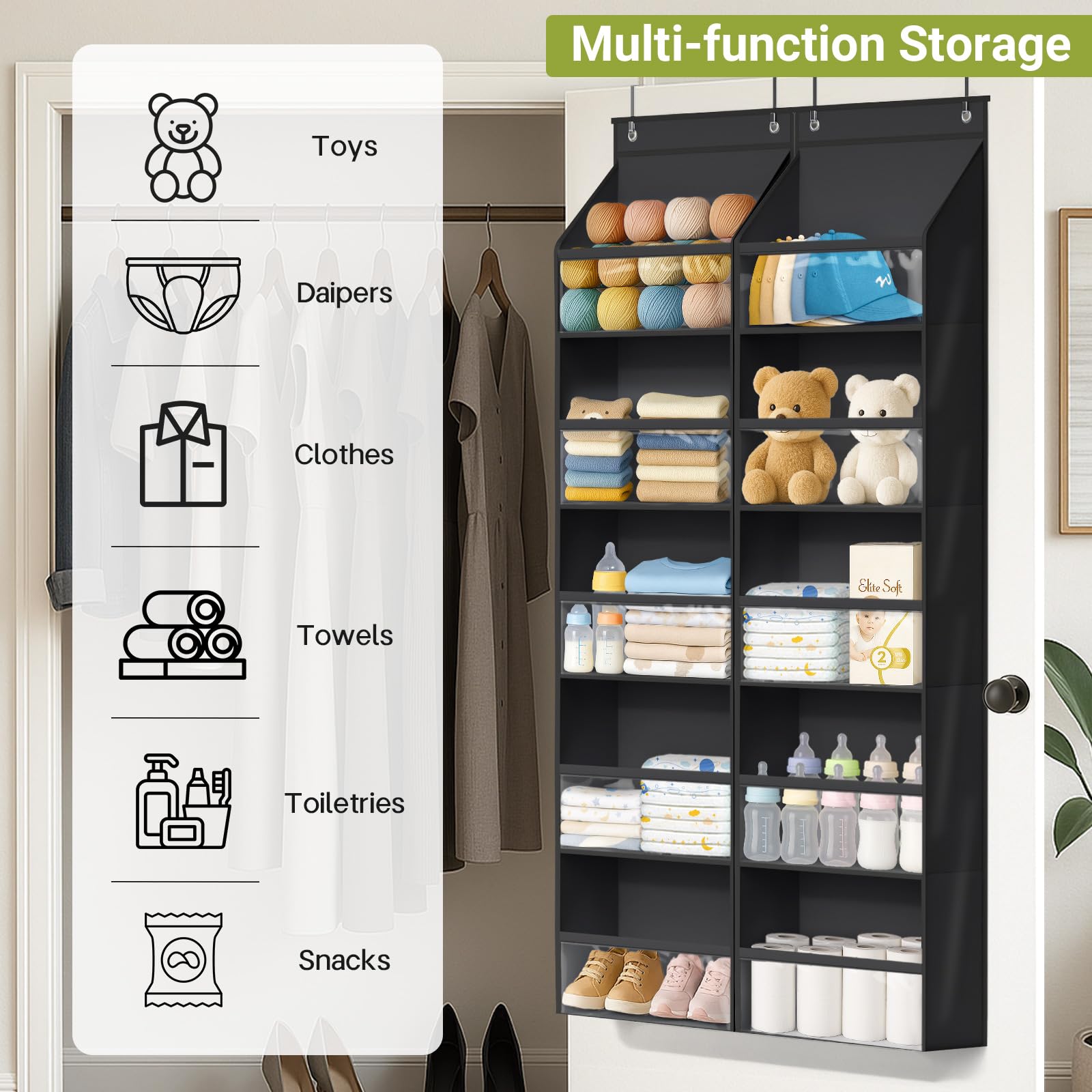 AOODA rangement de couches et biberons démontrant capacité et organisation pratique