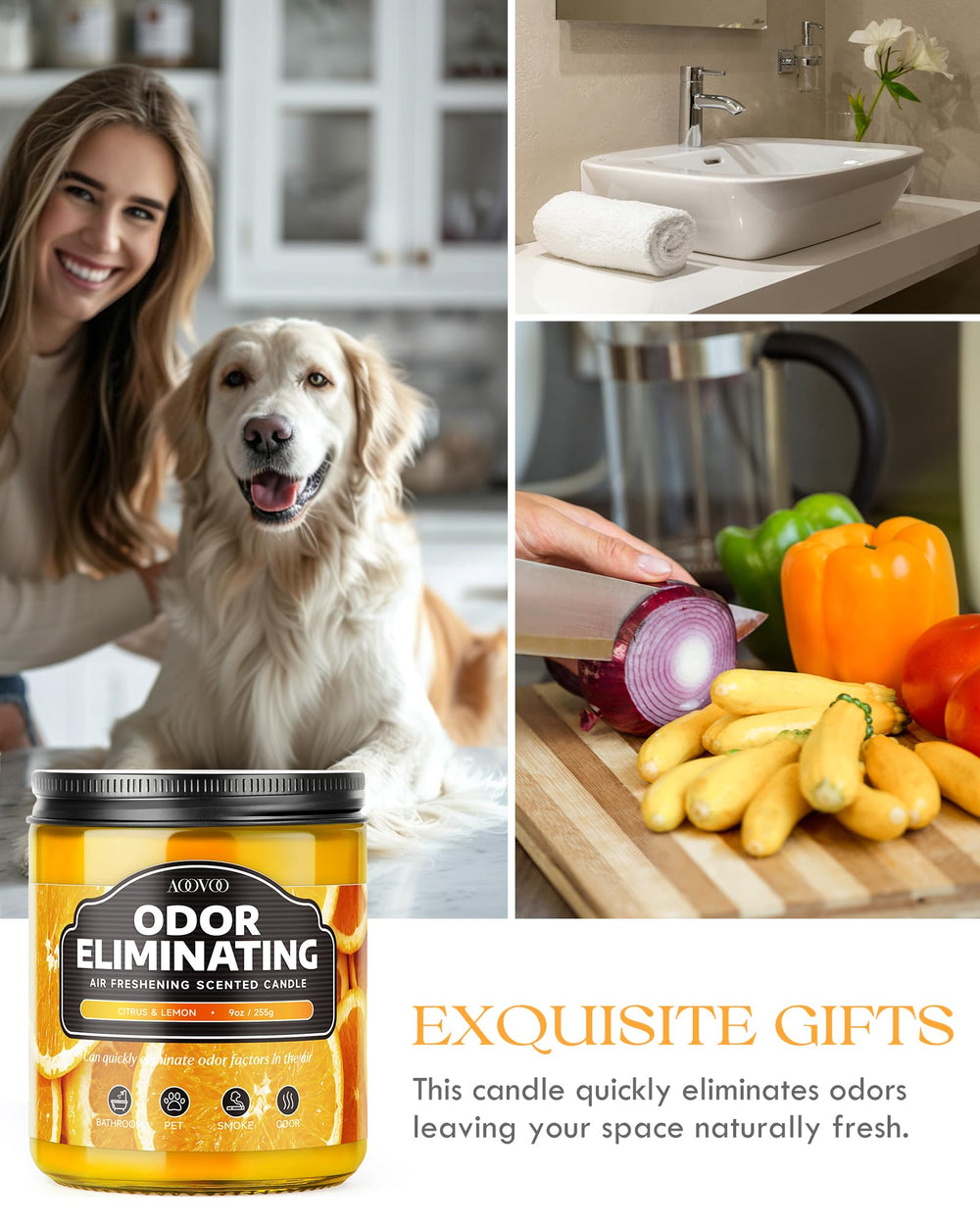 AOOVOO étiquette produit zoom indiquant parfum citron et sécurité